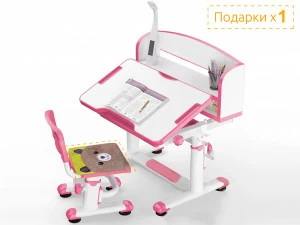Стол детский со стулом и лампой розовый BD-10 Pink MEALUX EVO  00-3950462 Белый;розовый