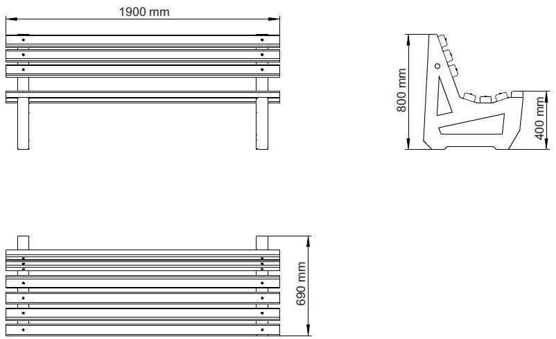 ENCHO ENCHEV - ETE Скамейка из бетона и дерева со спинкой  6  - Вид №4