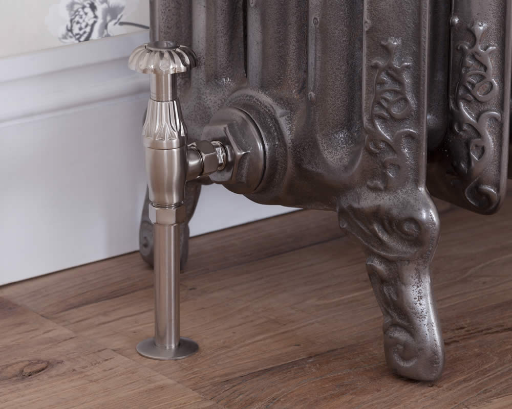 HAN010 Входной ручной клапан радиатора Crocus Wheel 15 мм (сатинированный никель) Сarronheating  - Вид №2