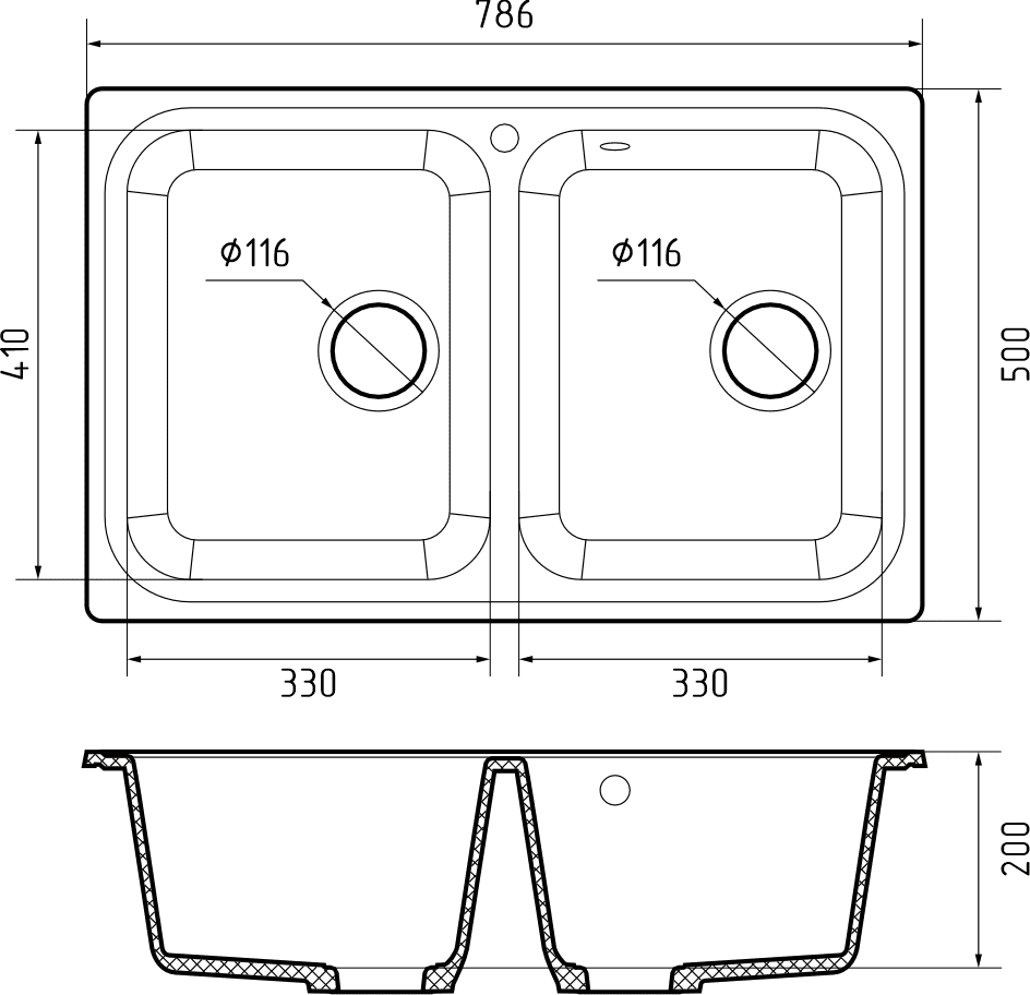 Кухонная мойка Искусственный камень STANDART S143 GranFest S-780K-S143 - Вид №1