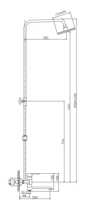 HB2424 Душевая система , хром Haiba  - Вид №2