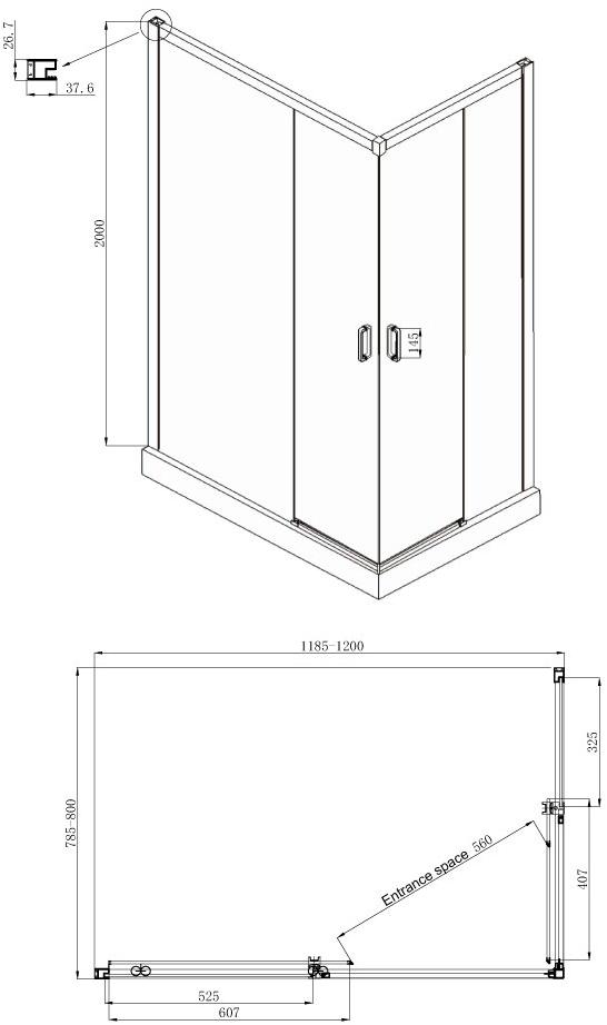 Душевое ограждение Ambassador Queen 11011106L (1200x800x2000), 1 место - Вид №8