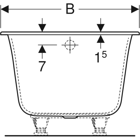 554.006.01.1 Прямоугольная ванна Geberit Soana, узкий край Geberit  - Вид №4