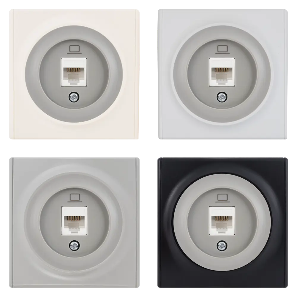 Розетка компьютерная встраиваемая Onekey Florence RJ45 UTP cat 5 цвет серый ONEKEYELECTRO STLM-2113480 - Вид №1