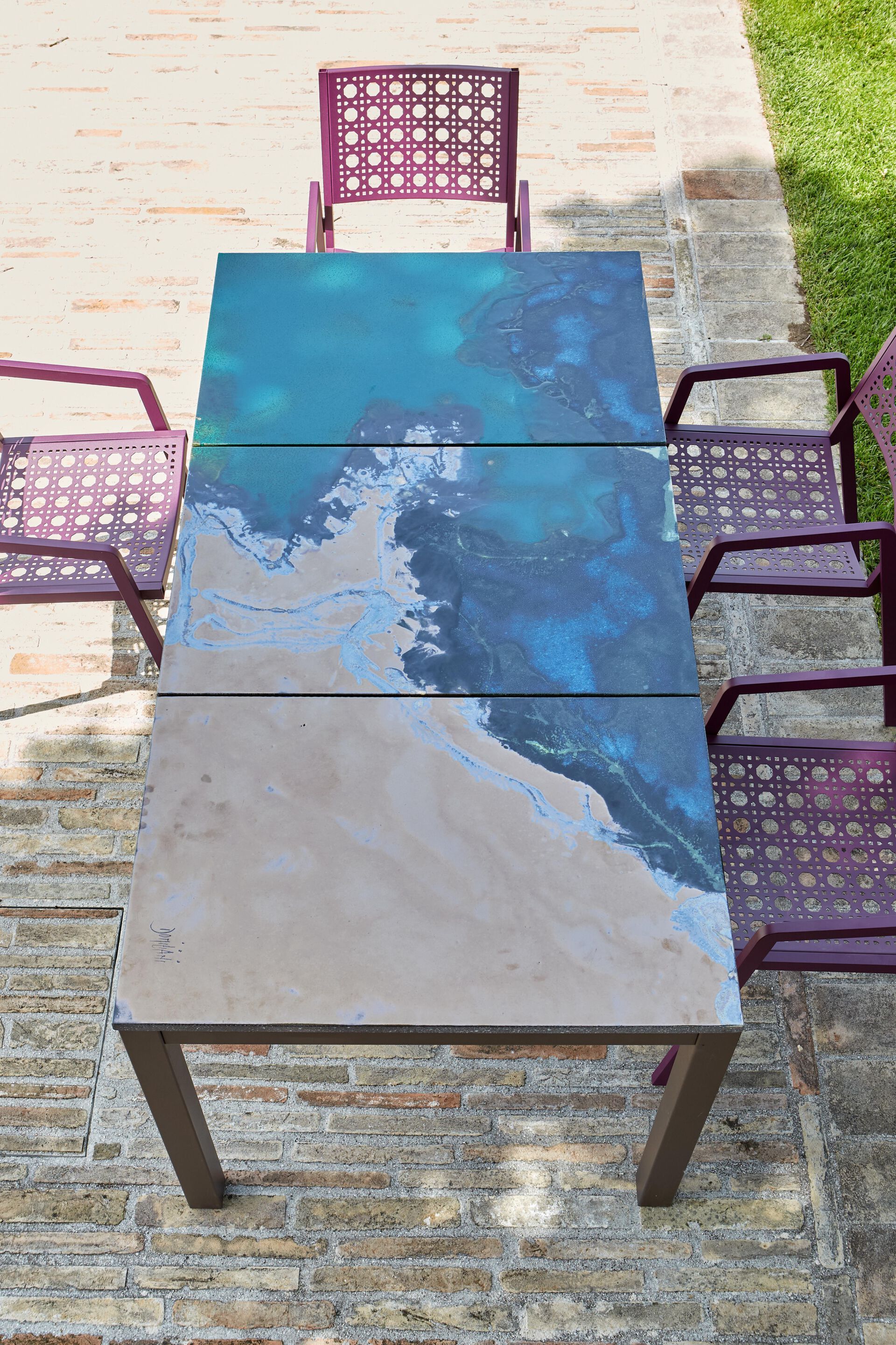 Прямоугольный стол из фаянса и нержавеющей стали DOMIZIANI современный ARCH-00138472 - Вид №1