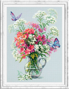 100-081 Флоксы и тысячелистник Набор для вышивания Чудесная Игла 24 х 33 см Чудесная игла