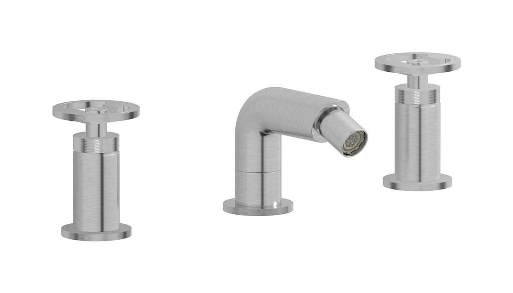 Смеситель для биде на 3 отверстия с донным клапаном WE ARE IB b1393ss Brushed Nickel Bold