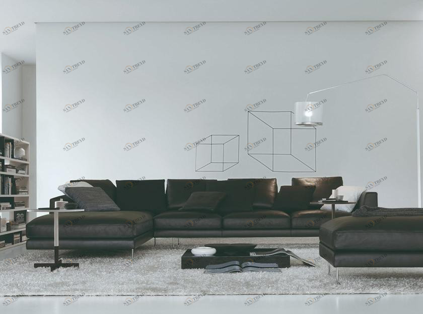 JESSE Кожаный диван на санках с шезлонгом Brian sun-id-1508349