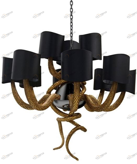 KOKET Люстра из никеля с прямым и отраженным светом Serpentine sun-id-1435996