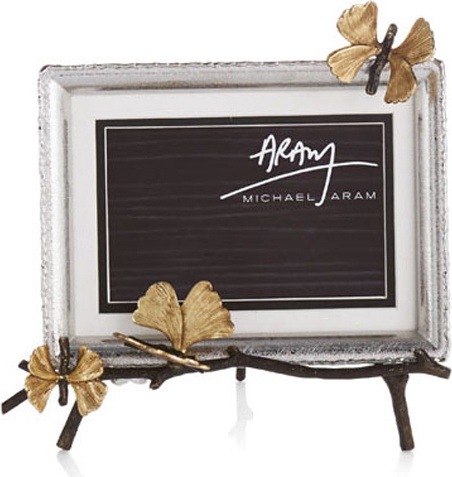 10583992 Michael Aram Рамка для фото на подставке Michael Aram Бабочки гинкго 13х18см, сталь нержавеющая Сталь нержавеющая 