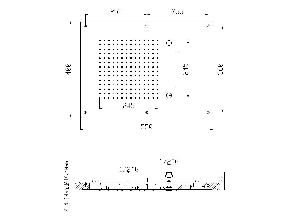 Потолочная душевая головка из нержавеющей стали с системой защиты от накипи Rubinetterie Frattini ARCH-00033104 - Вид №9