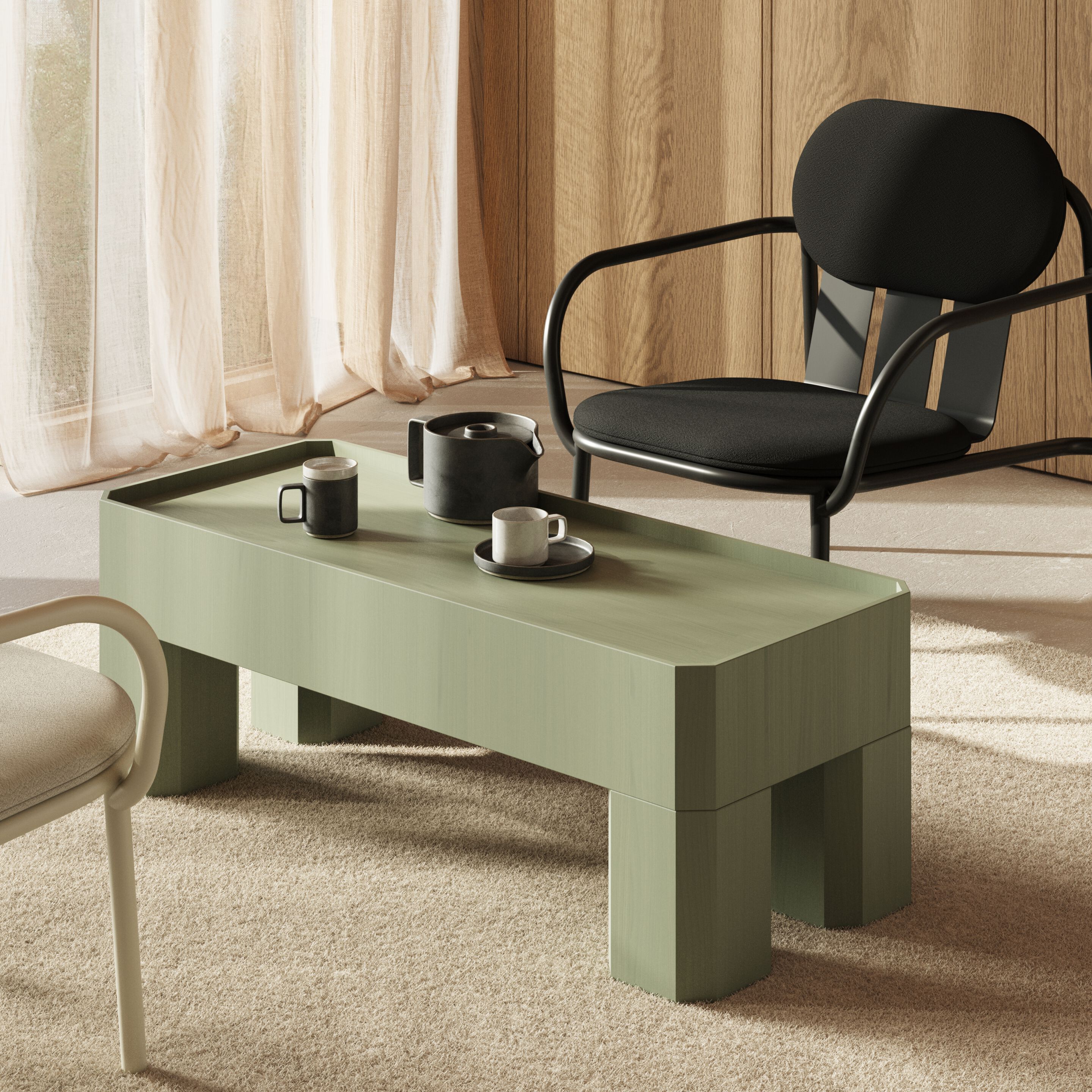 Деревянный прямоугольный высокий журнальный столик Joyf блок ARCH-00039712 - Вид №3