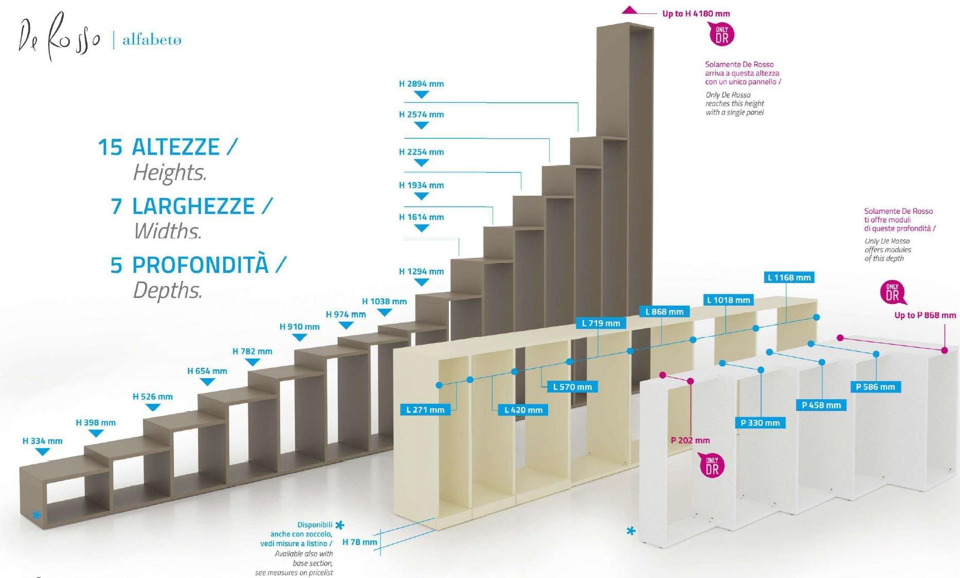 De Rosso Открытый книжный шкаф на заказ из HPL Alfabeto sun-id-1392495 - Вид №7