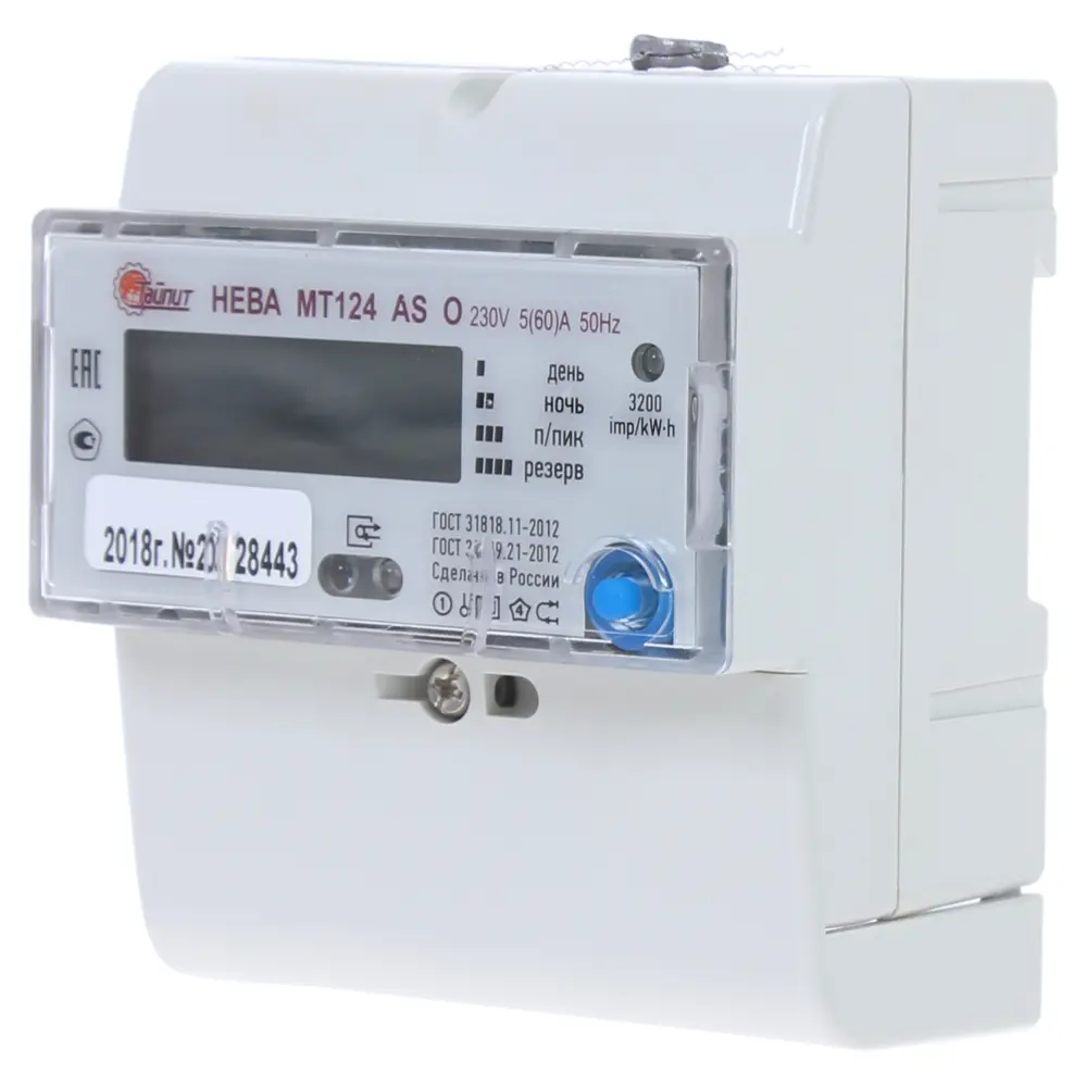 Счётчик электроэнергии Нева МТ 124 ASO 5(60)А, однофазный STLM-2027227