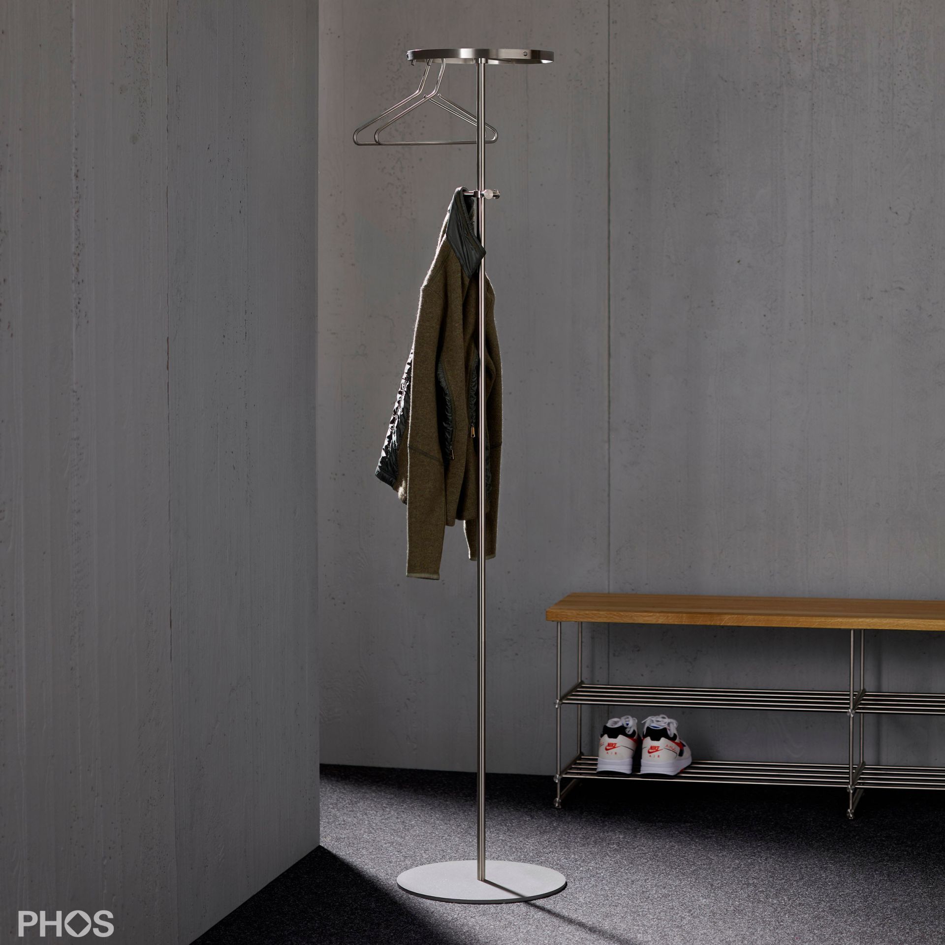 GSTC Круглая вешалка для одежды, основание: серое. PHOS 