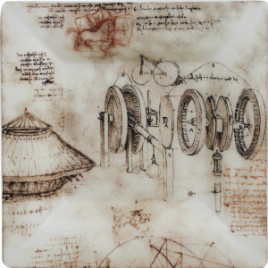 10636907 Gien Блюдо квадратное Gien Механизмы. Леонардо Да Винчи 17Х17см, фаянс Фаянс