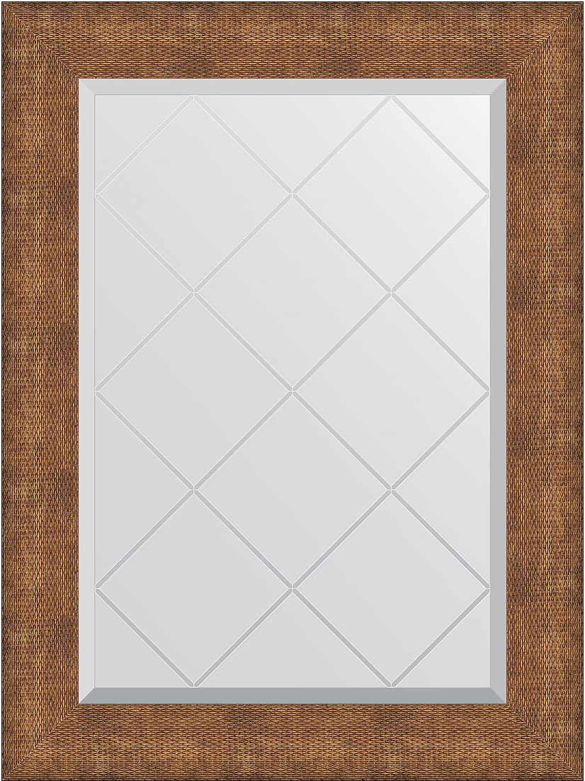 BY 4555 Зеркало с гравировкой в багетной раме - медная кольчуга 88 mm EVOFORM Exclusive-G