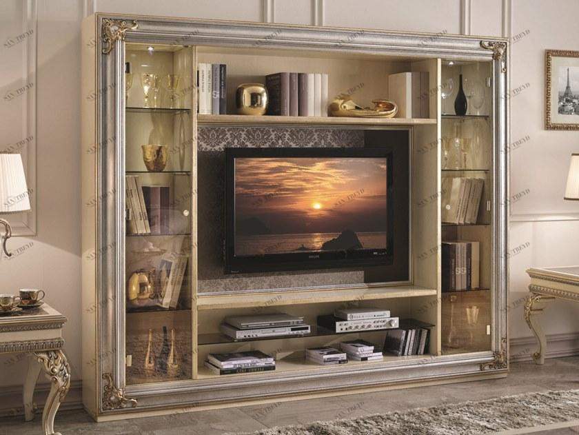 SCAPPINI & C Тумба под ТВ из дерева и стекла с книжным шкафом 35th anniversary 2900