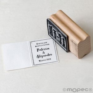 W315.1 Прямоугольный штамп с пунктирной рамкой «спасибо за присоединение к нам» Dekoraniaevents Bodas