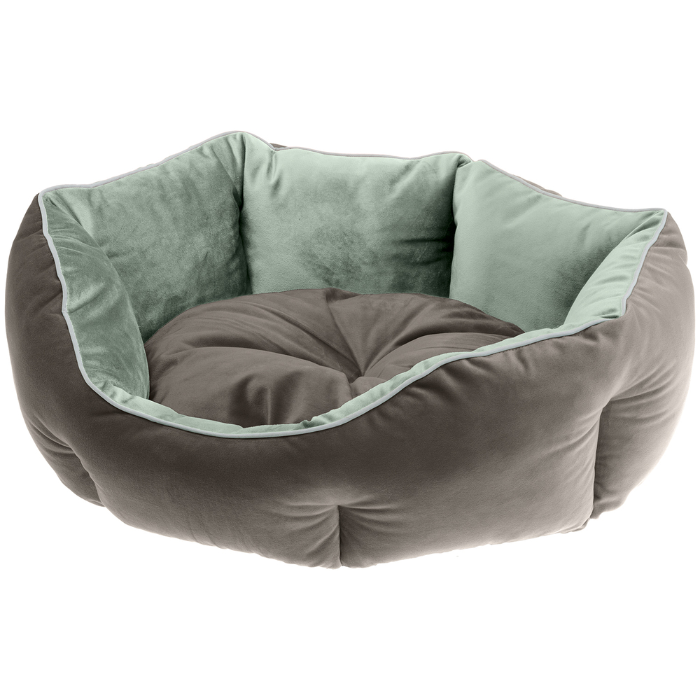 ПР0057050 Двухсторонняя софа для собак QUEEN 45 зелено-серая (велюр) 44x40xh16см FERPLAST 