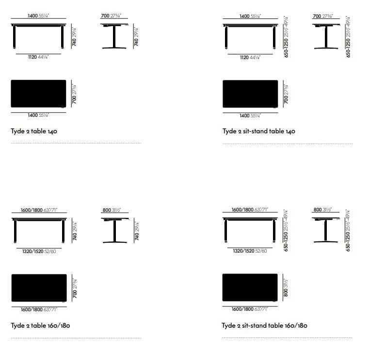 Регулируемый по высоте стол с электрическим движением VITRA Tyde 2 ARCH-00045440 - Вид №36