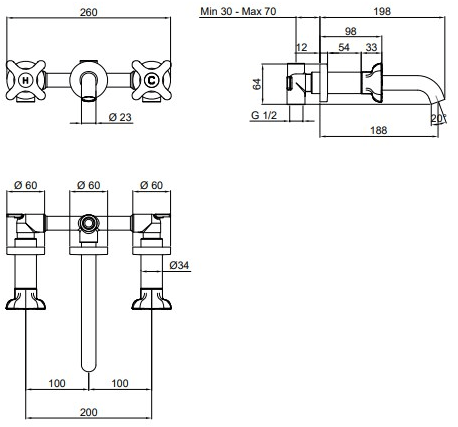 Antonio Lupi Design Смеситель для умывальника настенный на 3 отверстия Timbro Antoniolupi sun-id-1513970 - Вид №2
