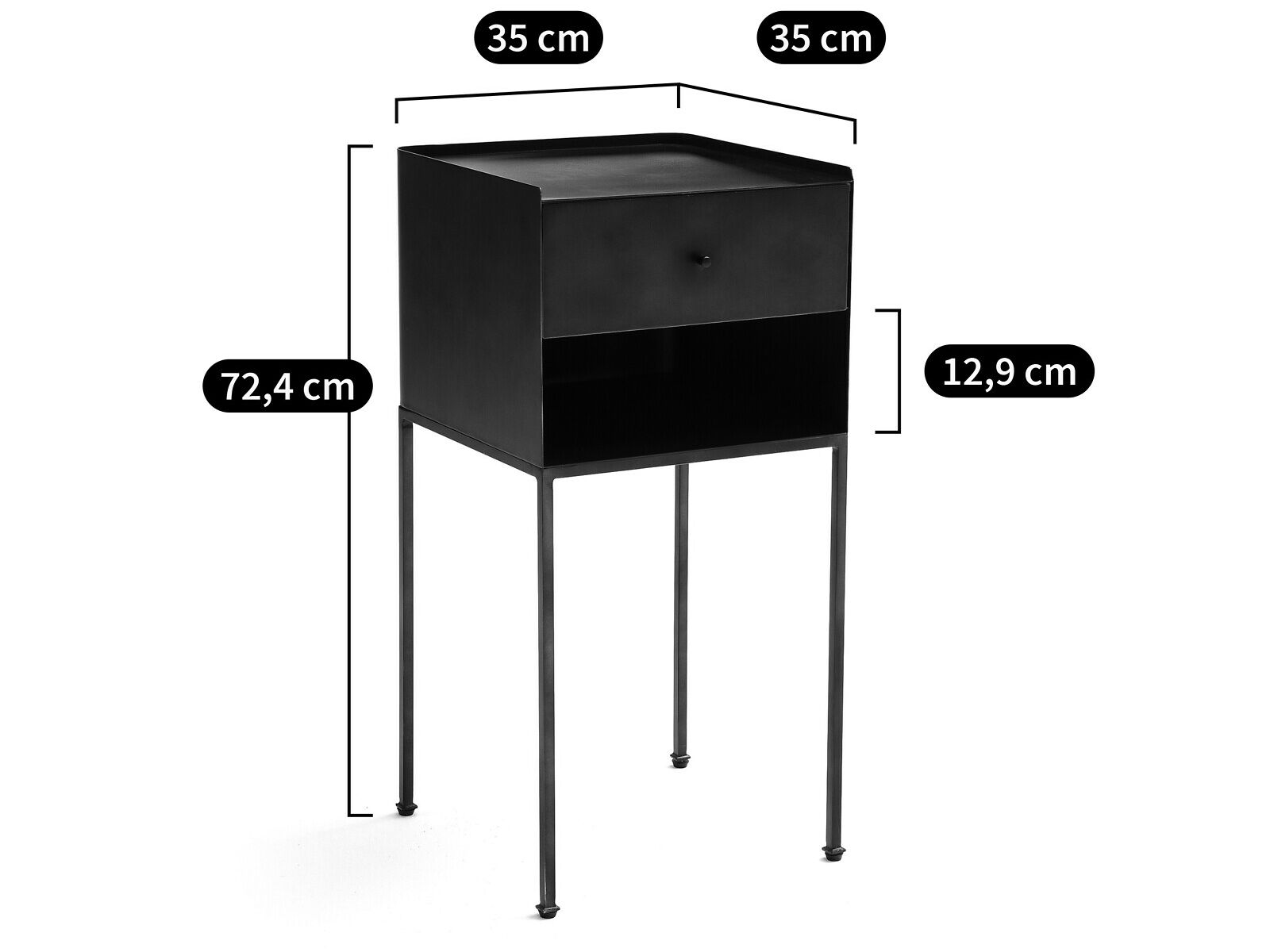 Металлическая квадратная прикроватная тумбочка с ящиками AMPM YAZDAN ARCH-00028930 - Вид №6