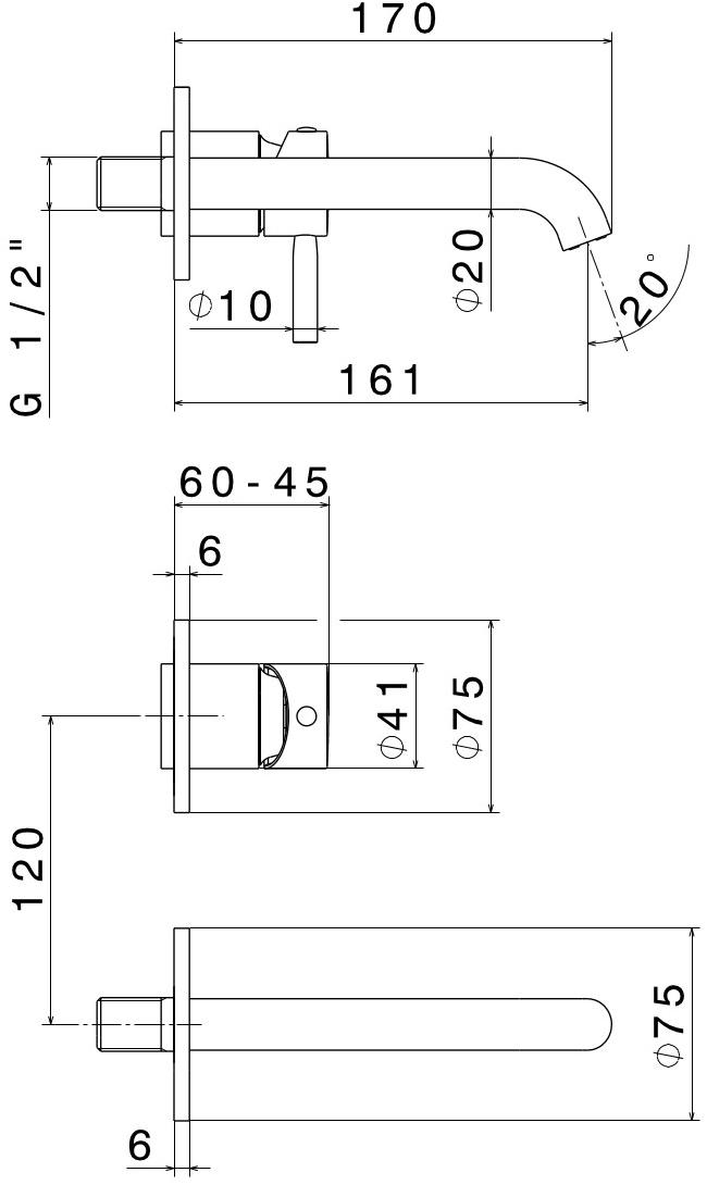 newform Смеситель для раковины настенный, однорычажный, сливной Blink sun-id-1506287 - Вид №4