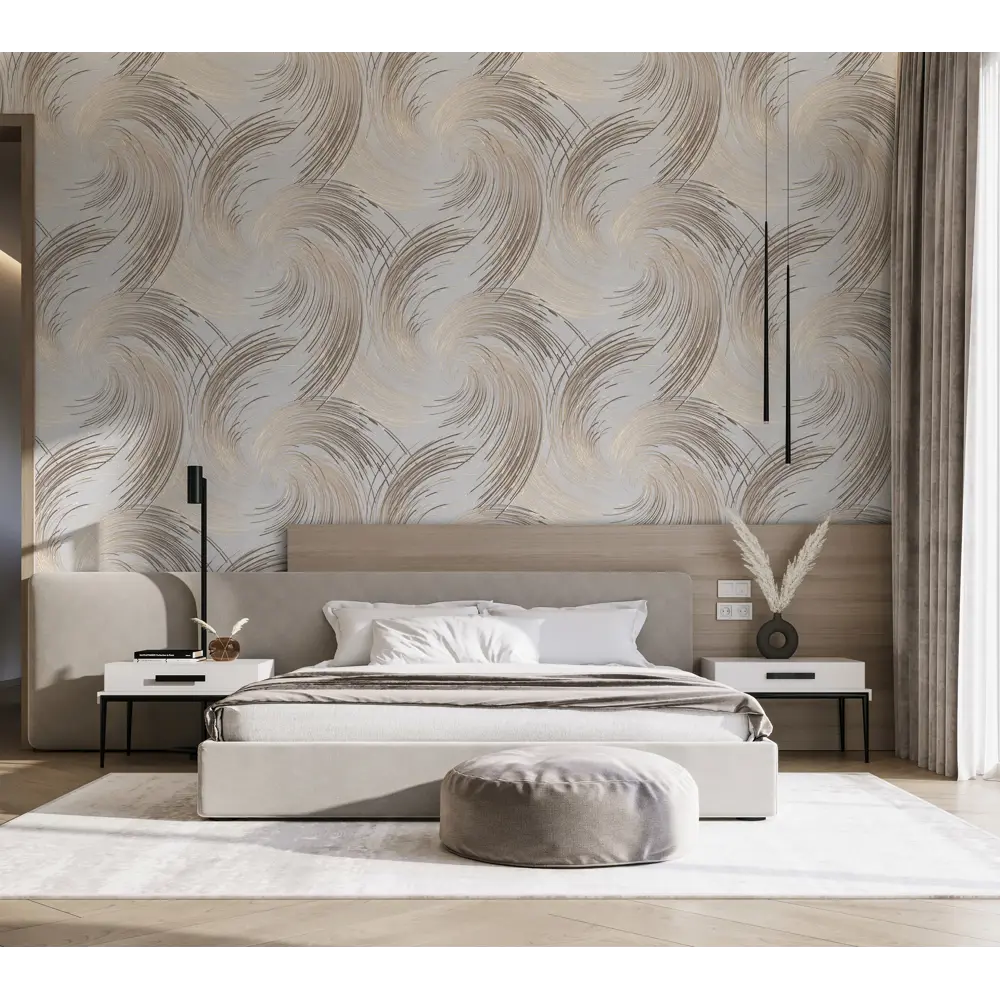 Обои флизелиновые Wallsecret Champagne серо-коричневые 1.06 м 8722-14 87794510 STLM-2130930 - Вид №4