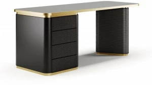 SM Living Couture Лакированный письменный стол с ящиками и кожаным основанием Couture Ofc_01