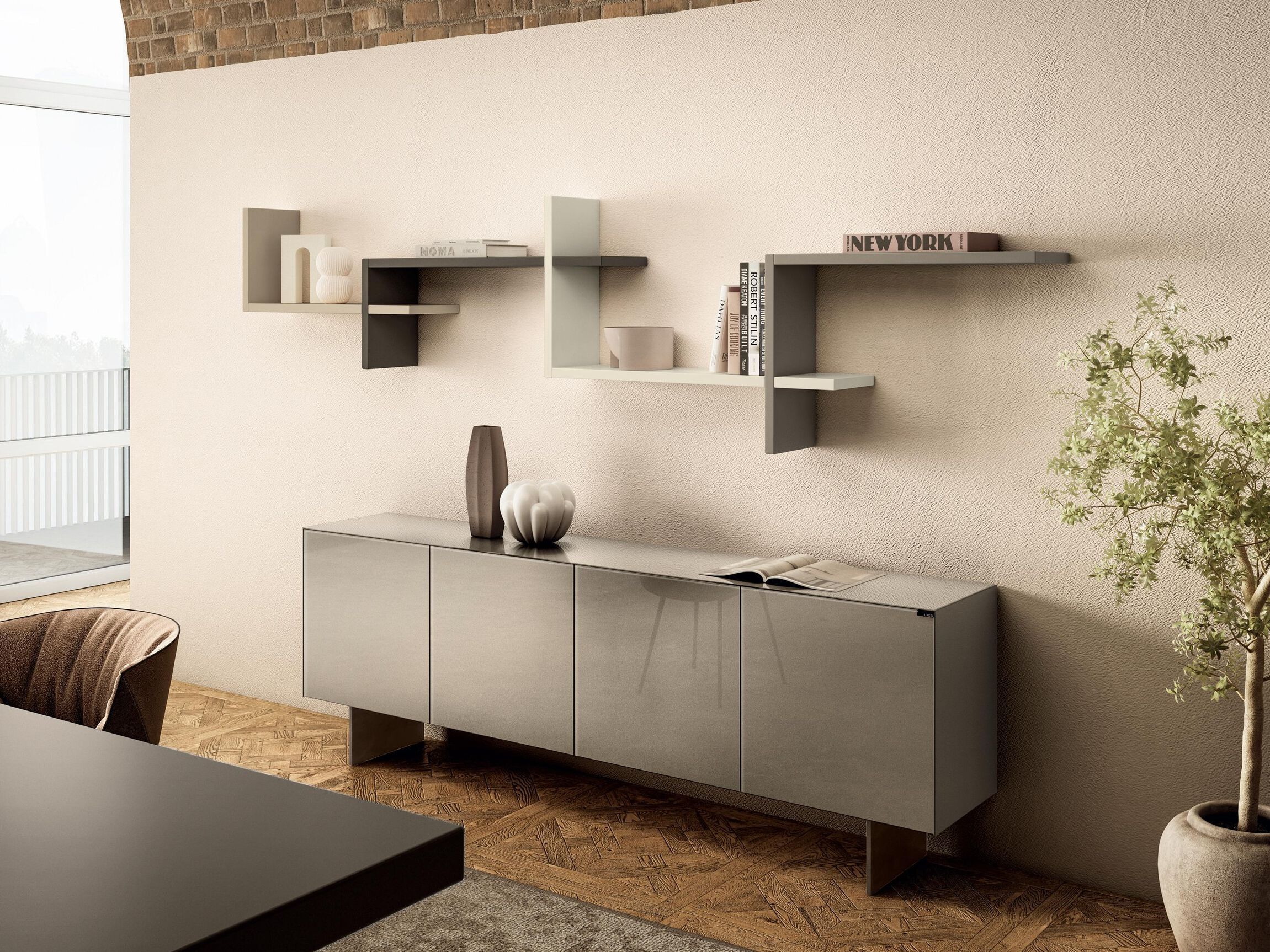 Деревянный подвесной книжный шкаф Lago LagoLinea ARCH-00089359 - Вид №1