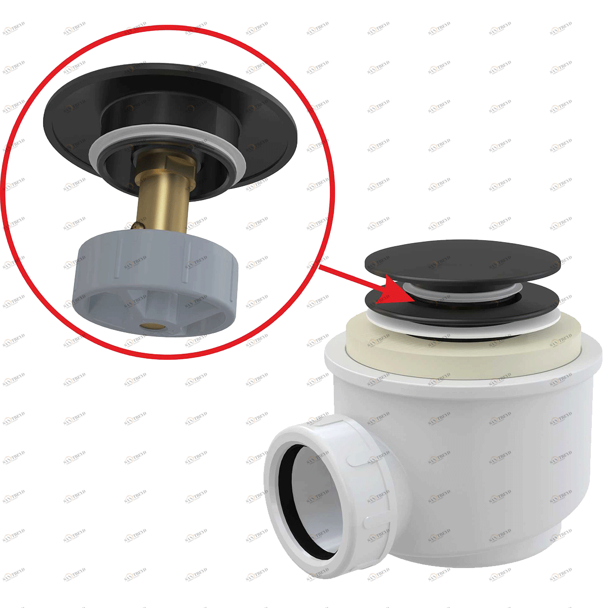 Сифон для душевого поддона CLICK/CLACK, черный-мат ALCAPLAST A465BLACK50