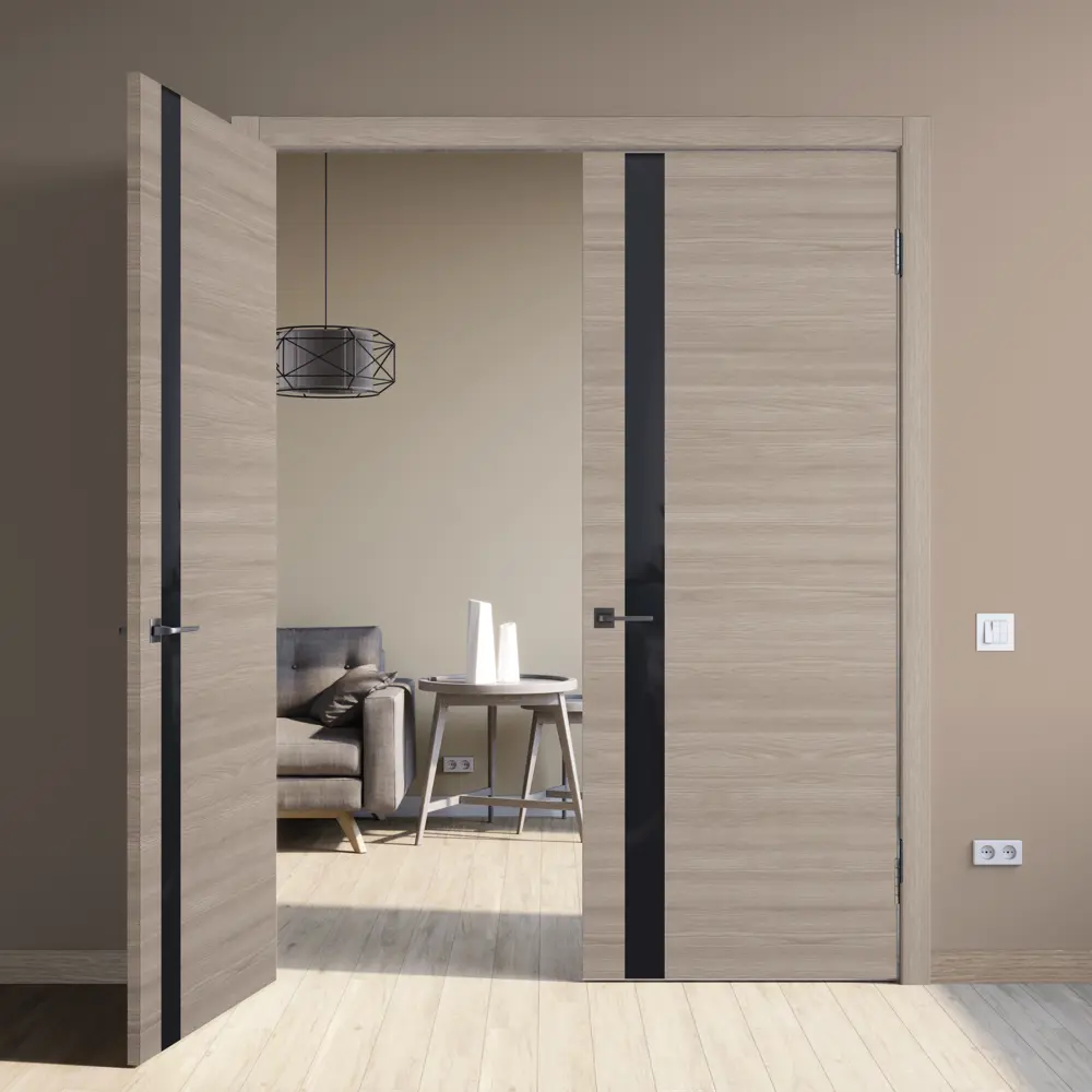 Дверь межкомнатная со стеклом Канзас 60x200 см ПВХ цвет дуб европейский красный с замком и петлями 89168426 STLM-2197597 VFD  - Вид №8