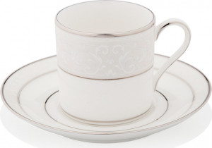 10665450 Noritake Набор из 2 чашек кофейных с блюдцами Noritake "Монтвейл, платиновый кант" 90мл Фарфор костяной
