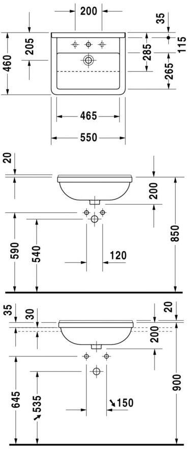 031055 Накладная раковина консольная овальная Duravit Starck 3 - Вид №1