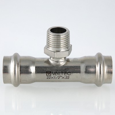 VTi.933.I.350635 Фитинг из нержавеющей стали – пресс-тройник с наружной резьбой Valtec 35 мм х 1"  - Вид №8