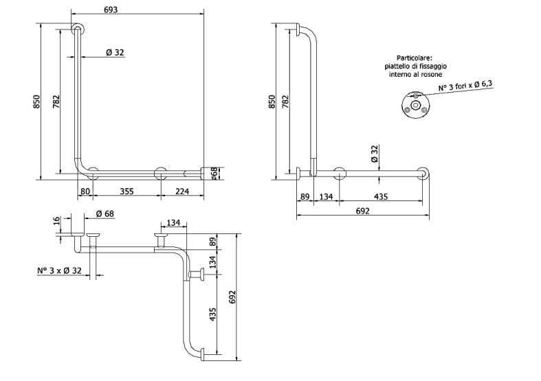 Стальная угловая фиксированная ручка для ванной комнаты Thermomat окрашенная ARCH-00143689 - Вид №2