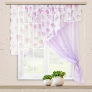 Комплект штор на ленте для кухни Византия 280x160 см цвет сирень