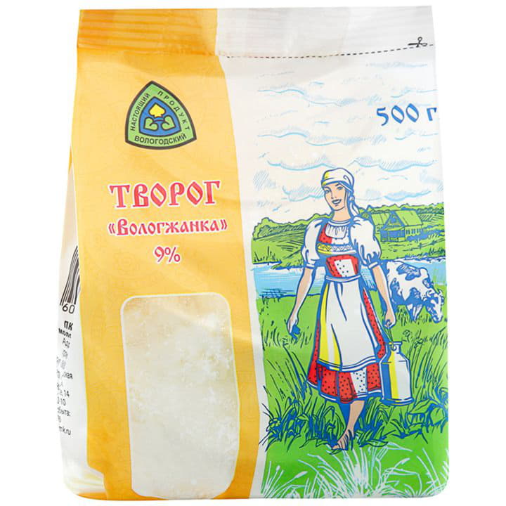 Творог 9% Вологжанка 500 г БЗМЖ Santreyd 8565