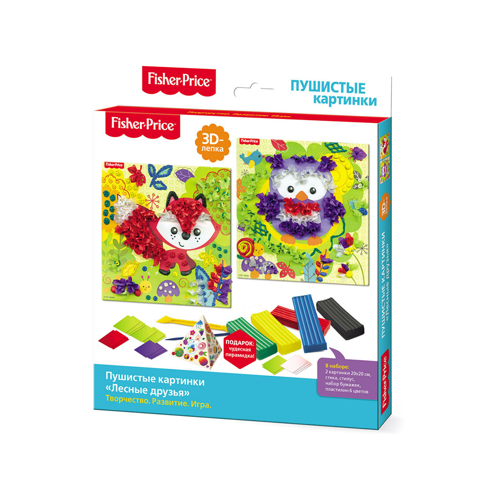 03756 Набор 3D-лепка "Пушистые картинки" "Лесные друзья" Фишер Прайс 