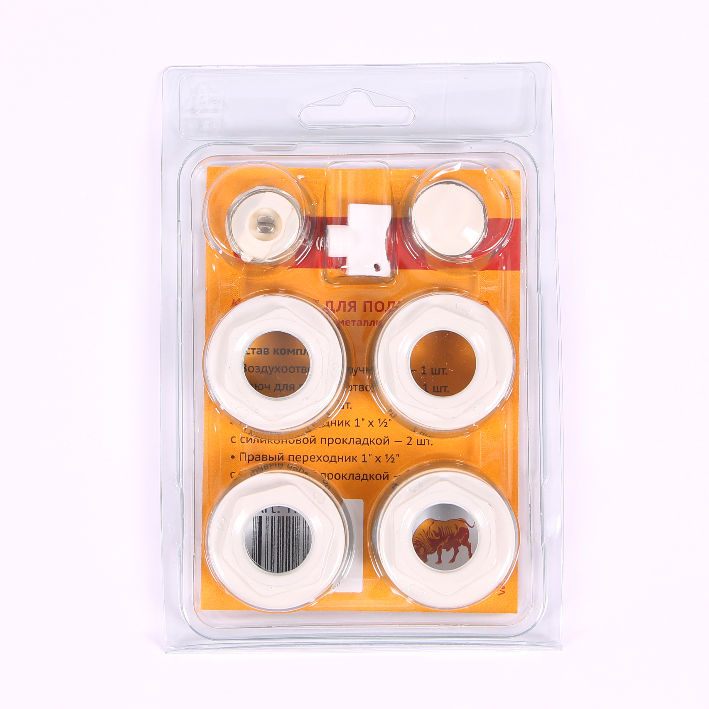 Комплект для подключения радиатора с силиконовой прокладкой TORIDO 1"х1/2" RAL9010 TK12S1 - Вид №1