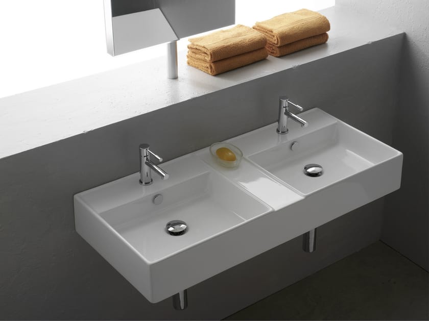 Керамическая двойная подвесная раковина Scarabeo Ceramiche Теорема ARCH-00143570