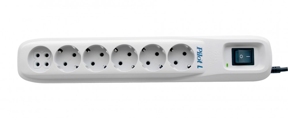 Pilot L-6 7M Surge protector , 6 outlets (5+1), white ZIS Santreyd  - Вид №1