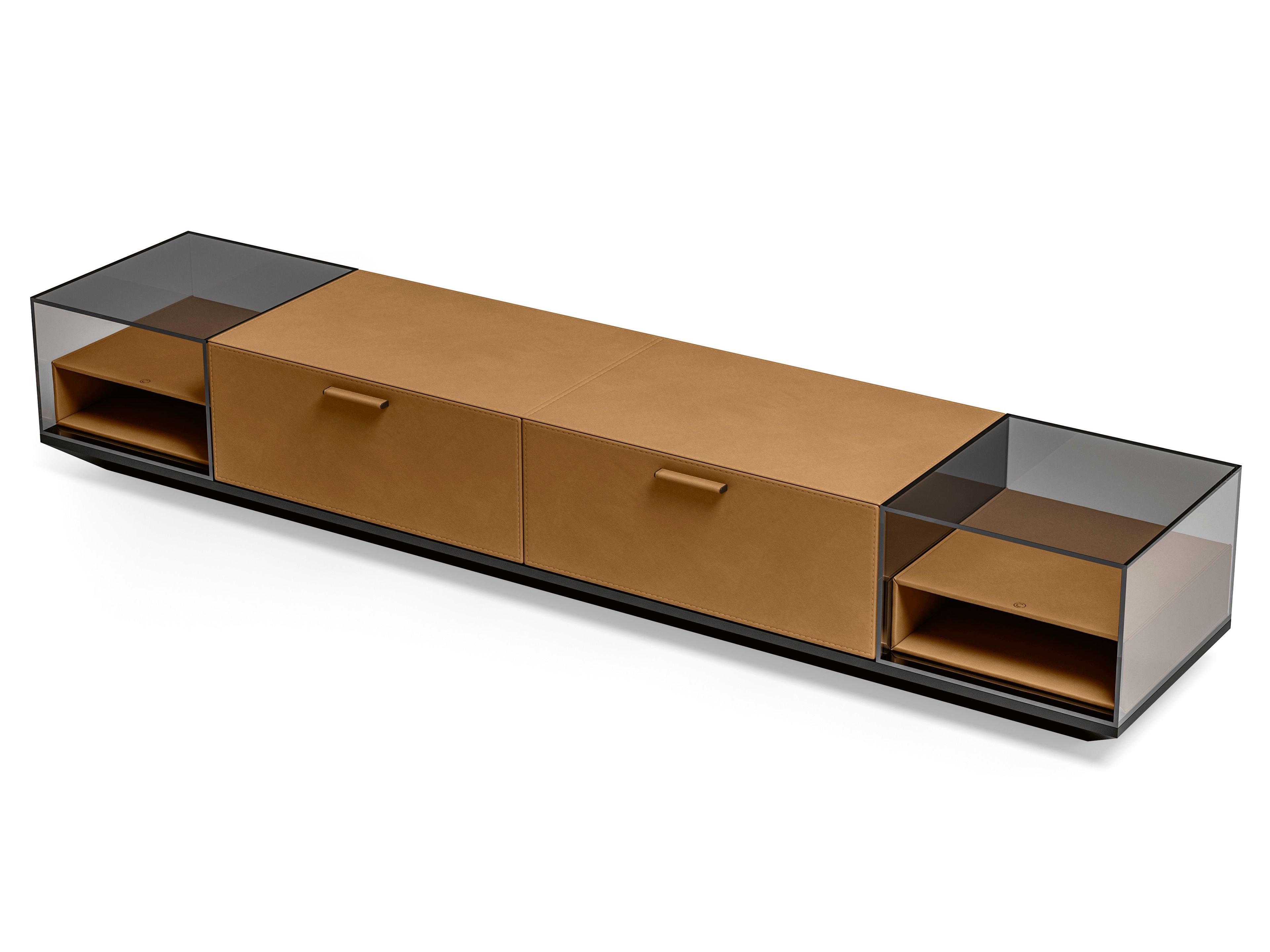 Шкаф для телевизора из кожи и стекла CPRN HOMOOD Starlight ARCH-00040451