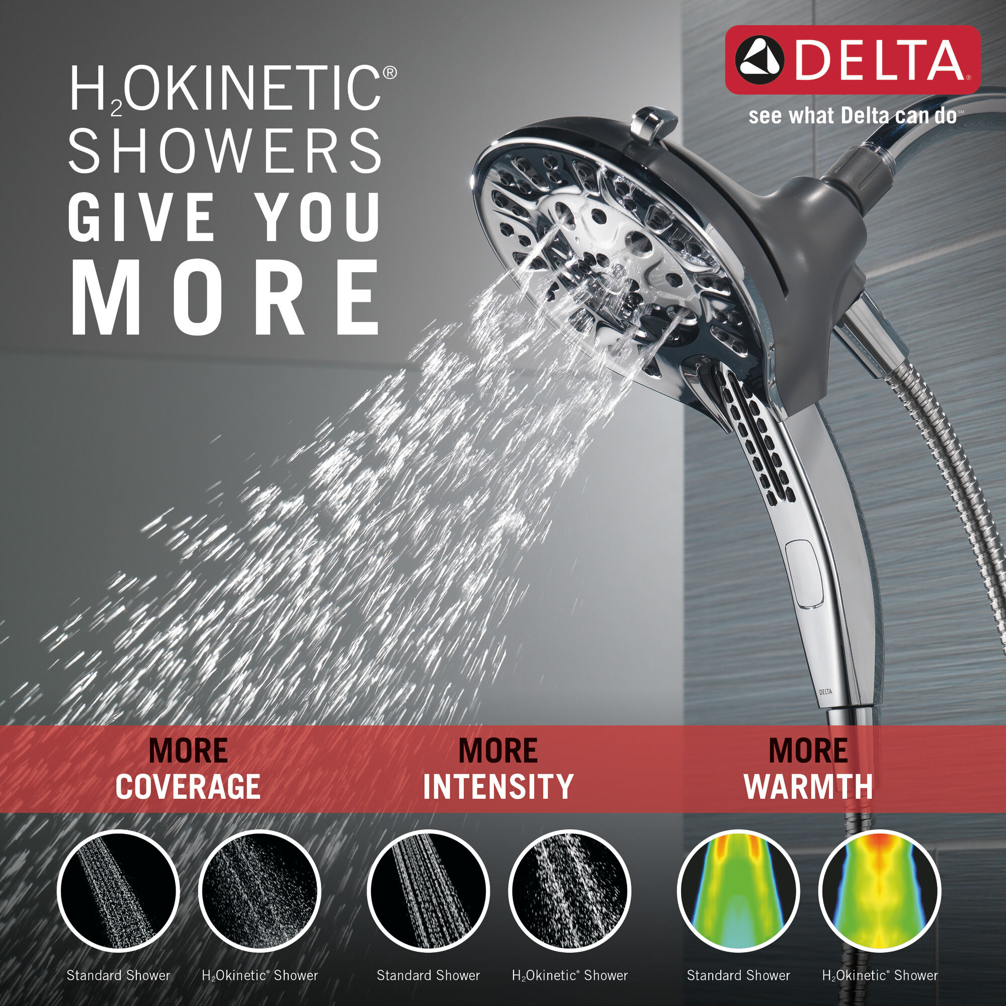 75505 H2Okinetic® In2ition® Душ два в одном с 5 настройками Delta Faucet Delta Хром - Вид №1