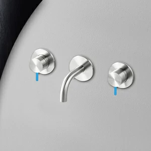 Смеситель для раковины сталь глянцевая с синей ручкой Toki Radomonte TKI27LCIL26