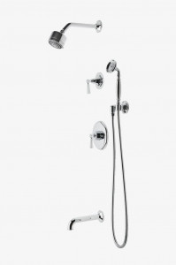 RDSP24 Душевой комплект Roadster с балансировкой давления, душевой лейкой 3 1/4 дюйма, ручным душем, изливом ванны и рукояткой отводного рычага Waterworks