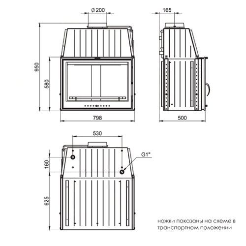 Каминная топка Мета Эльба 800 АКВА Ш 1487 - Вид №1