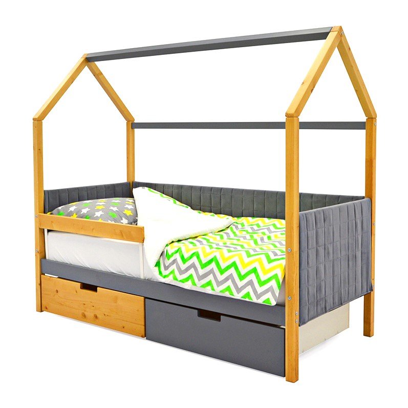 Детская кровать-домик мягкая дерево-графит Svogen БЕЛЬМАРКО  00-3873182 Бежевый;серый Santreyd  - Вид №2