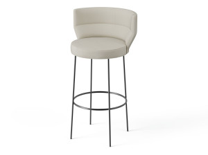 Высокий кожаный стул с подставкой для ног